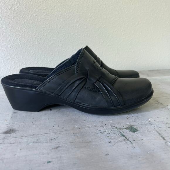 Clarks bendable mule clog leather wedge kitten heel comfort slip on classic 8.5 - Picture 4 of 11